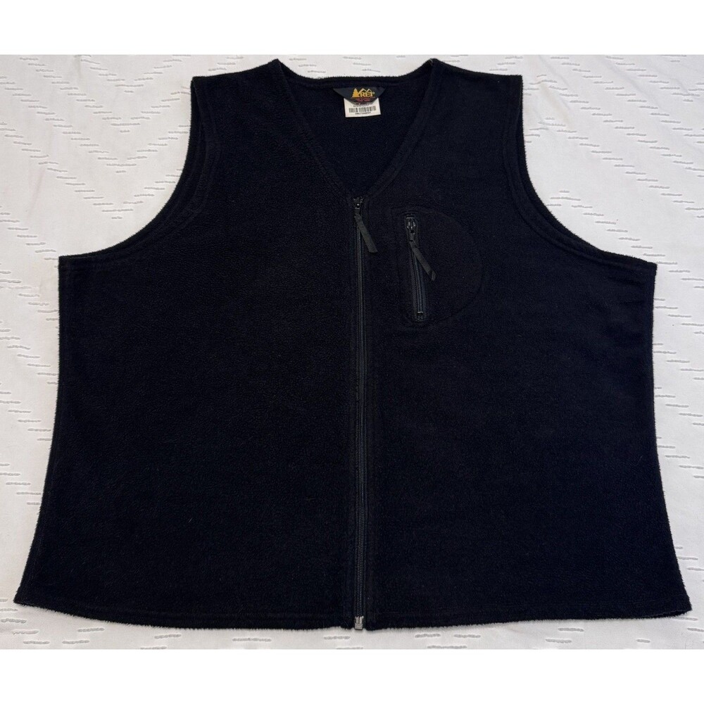 Vintage REI Polartec Vest Men’s Size XL Black Fleece Full Zip Hiking 90s USA Y2K